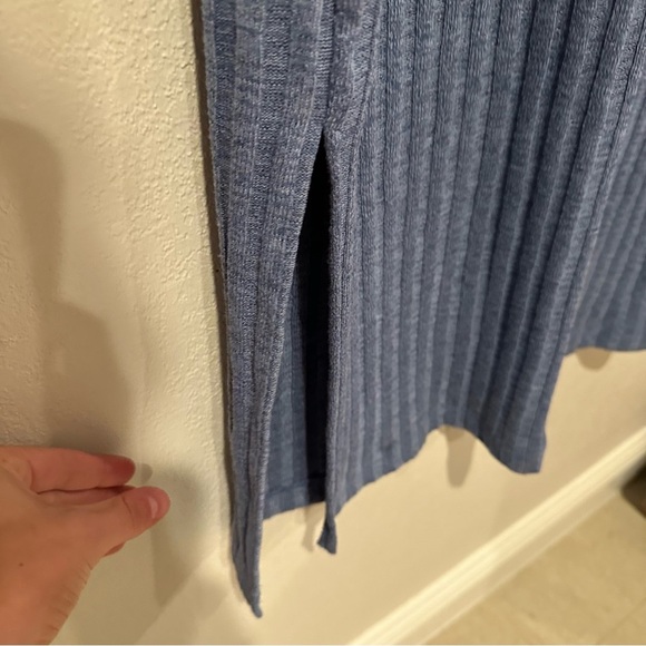 Blue Ribbed Midi Dress in Blue Marl Size M Coastal Layer Comfy - Picture 6 of 6